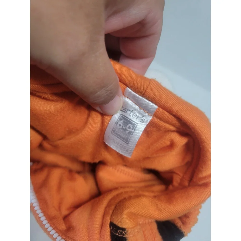 Carters Baby Tiger Costume Set 6-9 Months Orange Black‎ Fleece Hooded 2pc Outfit